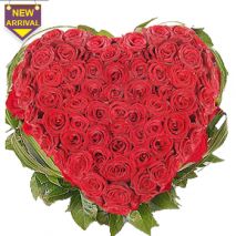 Send Radiant Red 50 Roses Heart to Dhaka in Bangladesh