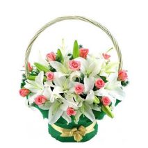 Send 8 White lilies,18 Red Roses, Match Greency to Dhaka in Bangladesh
