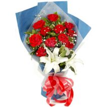 Send Miss You Roses with white Lily to Dhaka in Bangladesh