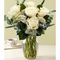 Send 5 White Roses with FREE Vase to Dhaka in Bangladesh