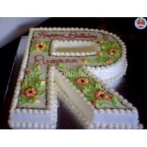 Send 5.5 pounds Alphabet R Shaped Vanilla Cake by Yummy Yummy to Dhaka in Bangladesh