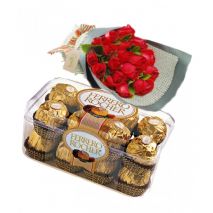 Send Ferrer Roche chocolate with flower to Dhaka in Bangladesh