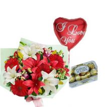 Send Lily,Ferrero Box & Love U Balloon to Dhaka in Bangladesh