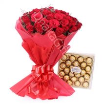 Send to 24 Roses in Bouquet with 16 Ferrero Rocher to Dhaka