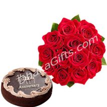 Send 12 Red Roses with Chocolate Cake to Dhaka
