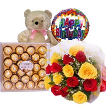 Send to Rose Bouquet,Brawn Bear with Chocolate & Balloon & Pillow to Dhaka