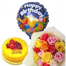 Send to Mixed Rose Bouquet with Cake & Balloon to Dhaka