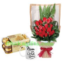 send red rose with chocolate & mug to dhaka