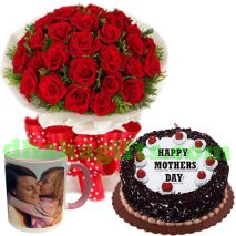 send 24 red roses with cake & decorated mug to dhaka