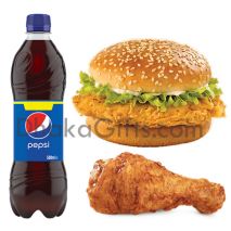send 2 in 1 meal chicken & burger-kfc to dhaka