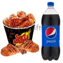 send 12 pcs fiery grilled chicken with 2 liters pepsi to dhaka