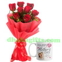 send red roses with mother's day mug to dhaka