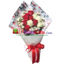 send romantic things 12 mixed roses to dhaka