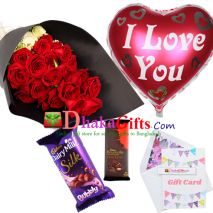 send red roses bouquet,mylar balloon with chocolates to dhaka