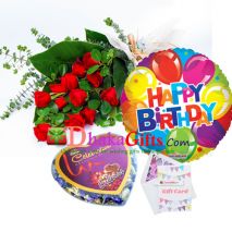 delivery red roses bouquet,birthday mylar balloon with chocolates to bd