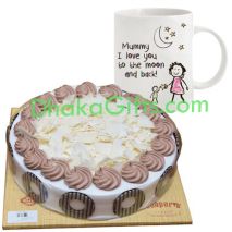 send mother's day mug with chocolate fudge cake to dhaka