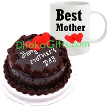 send mothers day mud chocolate cake with mug to dhakd