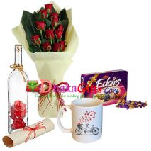 send red roses in bouquet with gifts to dhaka