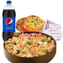 delivery penne pasta with garlic bread and pepsi to dhaka