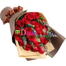 send 24 red roses in beautiful bouquet to dhaka