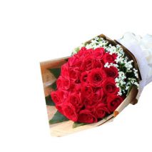 Send 24 Red Roses Bouquet with White Flower to Dhaka in Bangladesh