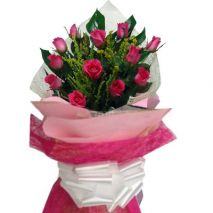 12 Red Rose Bouquet with Greenery