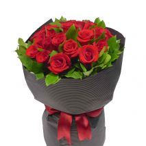 Send One Dozen Red Roses Bouquet with Greency to Dhaka in Bangladesh
