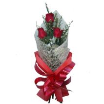 Send 3 Red Roses in Bouquet to Dhaka in Bangladesh