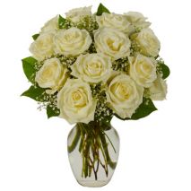 Send 12 White Roses Bouquet in FREE vase to Dhaka in Bangladesh