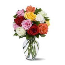 Send 12 Mixed Rainbow Roses to Dhaka in Bangladesh