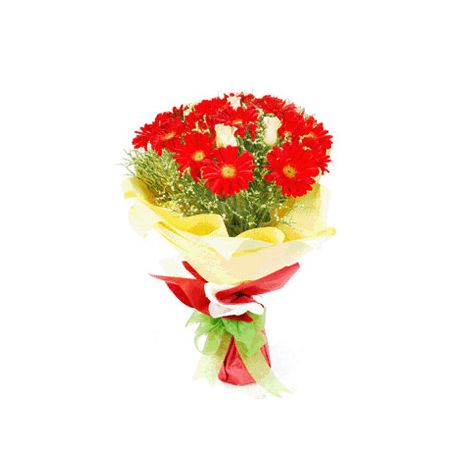 Send 18 Red Gerbera with Green leaves to Dhaka in Bangladesh
