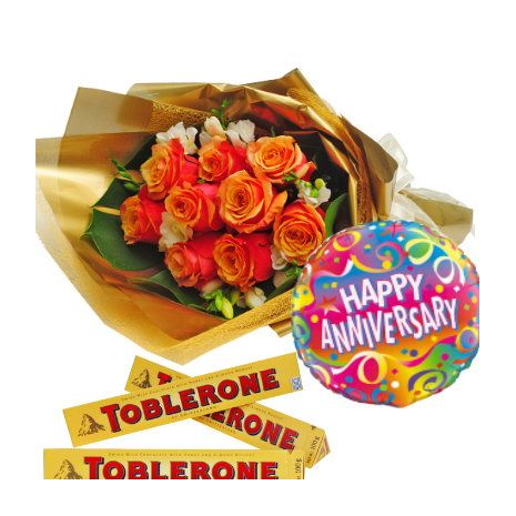 Send 12 Yellow Rose With Toblerone and Balloon to Dhaka in Bangladesh