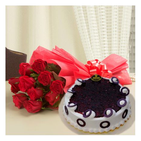 Send red roses with blue berry cake to Philippines