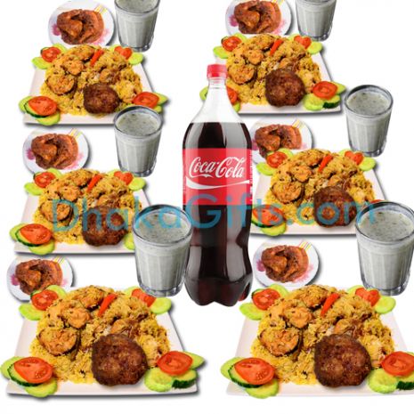 biryani  chicken roast,zali kabab,borhani and coke send to dhaka