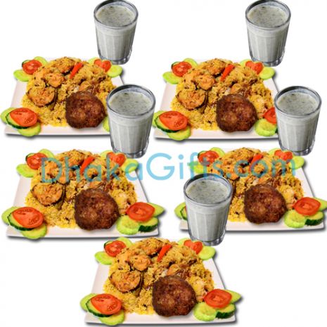 send kachchi biryani with zali kabab and borhani to dhaka