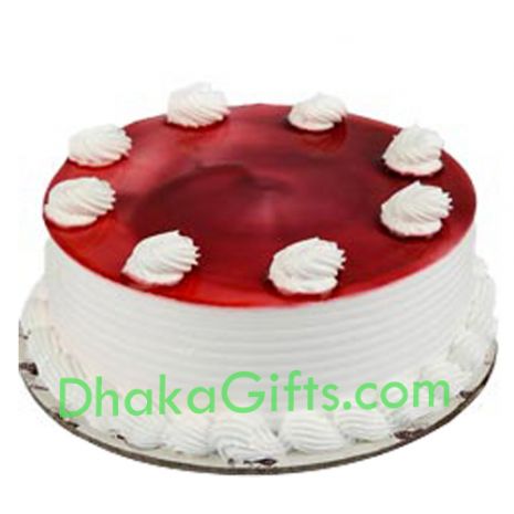 send hot half kg premium strawberry cake to dhaka