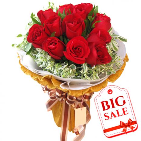 Send 12 Red Roses in a Beautiful Bouquet to Dhaka in Bangladesh