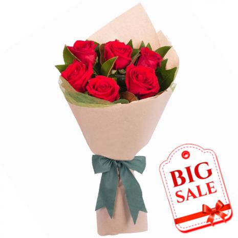 Send 6 Pcs. Red Rose Bouquet to Bangladesh
