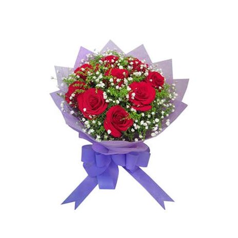 Send 12 Red Roses Bouquet with Greenery to Dhaka in Bangladesh