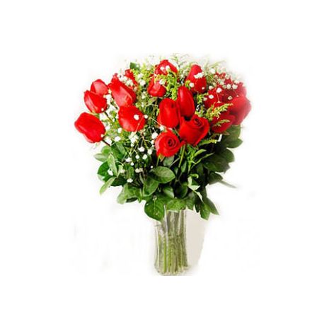 send 24 premium red roses with glass vase to dhaka in bangladesh