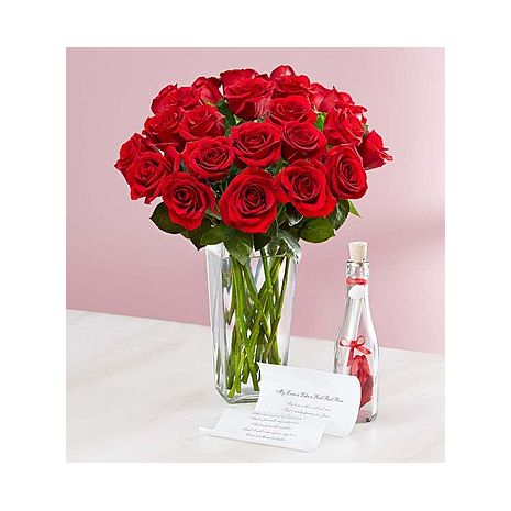 Message in a Bottle with 24 Red Roses send to dhaka, send to bangladesh,