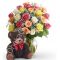 Send to 12 Mixed Roses with FREE Vase & Lovely Teddy Bear to Dhaka