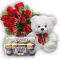Send 12 Red Roses,Pink Bear with Ferrero Rocher Chocolate to Dhaka in Bangladesh