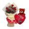6 Red Roses Bouquet,Red Bear with mylar to Dhaka