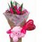 Send to 12 Pink Roses in Bouquet,Pink Bear with I Love you Balloon to Dhaka