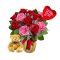 Send to 12 Mixed Roses in FREE Vase,Brawn Bear with I Love you Balloon to Dhaka