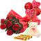 6 Red Roses With Toblerone Chocolate,teddy Bear & 4pcs Balloon