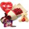 12 Red Roses With Small bear,Eclairs Chocolate in box & Balloon