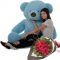 24 Red Roses Bouquet with 5 Feet Giant Bear