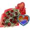 send eclairs chocolate in heart shape box with red roses to dhaka